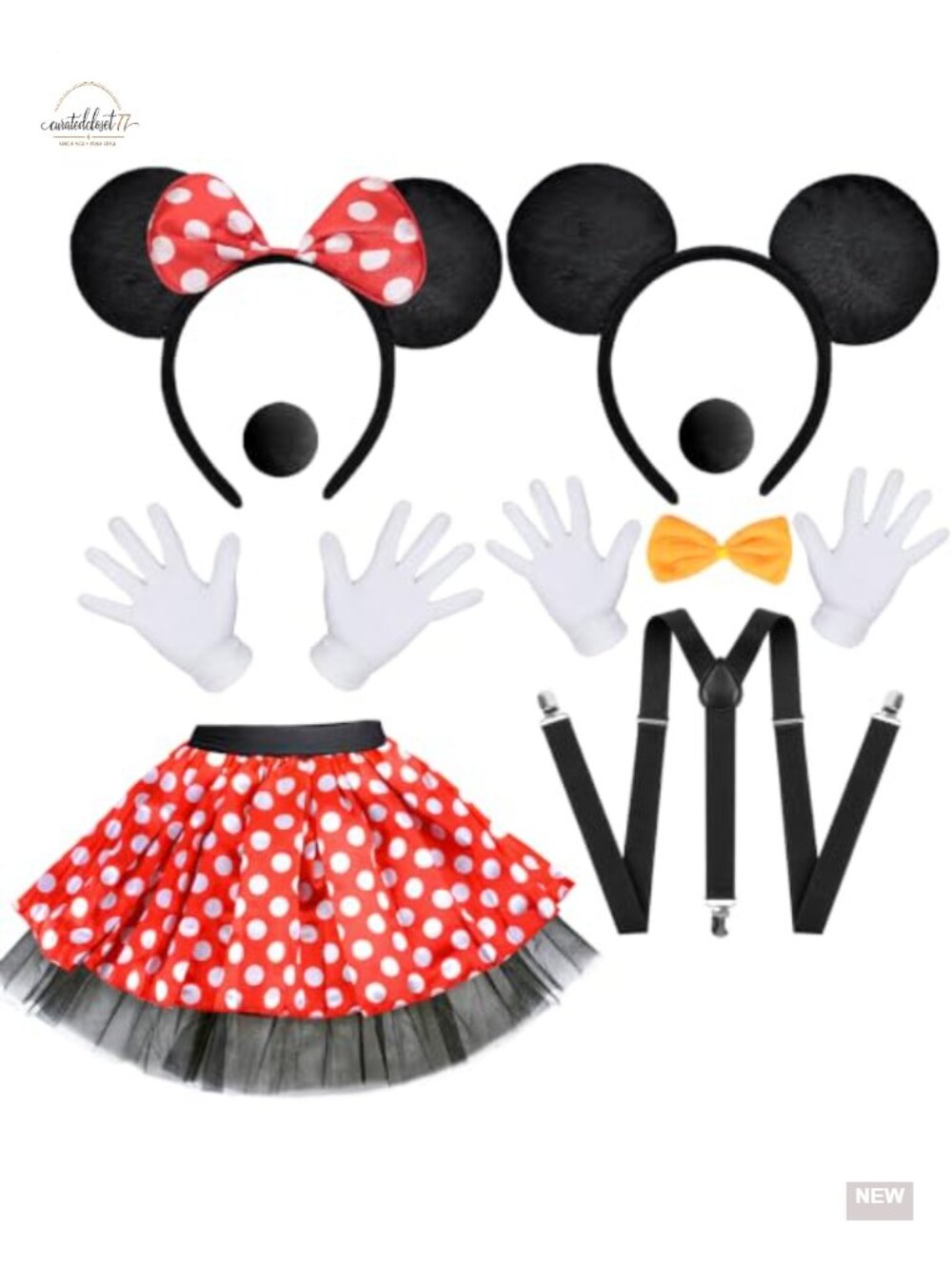 Mouse Costume Set Tutu Headband Ears Suspenders Gloves Nose Bow Tie Cosplay